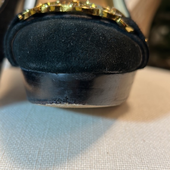 Michael Kors HAMILTON Pump Black Suede Heels Stiletto Platform MK logo Size 10 - Picture 7 of 14